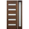 36"x80" Contemporary 5-Lite Horizontal Lite Mahogany Wood Door with Full Lite Sidelite