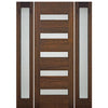 36"x80" Contemporary 5-Lite Horizontal Lite Mahogany Wood Door with Full Lite Sidelites