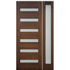 36"X96" 6-Lite Horizontal Contemporary style Mahogany Wood Entry Door with Full Lite Sidelite