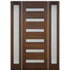 36"X96" 6-Lite Horizontal Contemporary style Mahogany Wood Entry Door with Full Lite Sidelites