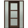 Prehung 96" Tall Carlo 3-Lite Modern Mahogany Entry Door with Two Sidelite