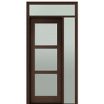 Prehung 96" Tall Carlo 3-Lite Modern Mahogany Entry Door with One Sidelite and Transom