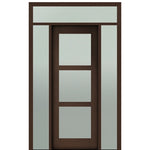 Prehung 96" Tall Carlo 3-Lite Modern Mahogany Entry Door with Two Sidelite and Transom