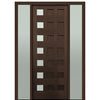 Prehung 36" X 96" Tall Carlo 7-Lite Modern Mahogany Entry Door with Two Sidelite with Clear Glass