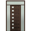 Prehung 36" X 96" Tall Carlo 7-Lite Modern Mahogany Entry Door with Two Sidelite and Transom with Clear Glass