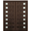 72" X 96"  Tall Carlo 7-Lite Modern Mahogany Entry Double Door with Clear Glass