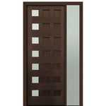 Prehung 36" X 96" Tall Carlo 7-Lite Modern Mahogany Entry Door with One Sidelite With Clear Glass