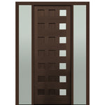 Prehung 36" X 96" Tall Carlo 7-Lite Modern Mahogany Entry Door with Two Sidelite With Clear Glass