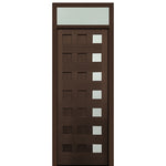 Prehung 36" X 96" Tall Carlo 7-Lite Modern Mahogany Entry Door with 12" Transom With Clear Glass