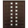 72" X 96" Tall Carlo 7-Lite Modern Mahogany Entry Double Door with Clear Glass