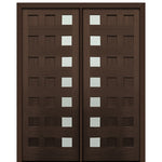 72" X 96" Tall Carlo 7-Lite Modern Mahogany Entry Double Door with Clear Glass