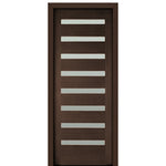 36" X 96" Tall Carlo 8-Lite Horizontal Lite Modern Mahogany Entry Door with Clear Glass