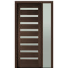 Prehung 36" X 96" Tall Carlo 8-Lite Horizontal Lite Modern Mahogany Entry Door with One Sidelite With Clear Glass