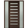 Prehung 36" X 96" Tall Carlo 8-Lite Horizontal Lite Modern Mahogany Entry Door with Two Sidelite With Clear Glass