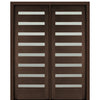 72" X 96"Tall Carlo 8-Lite Horizontal Lite Modern Mahogany Entry Double Door with Clear Glass