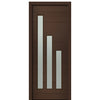 36" X 96"Tall Flores 3 Lite Modern Mahogany Entry Door with Sandblasted IG Glass
