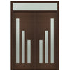 Prehung 72" X 96" Tall Flores 3-Lite Modern Mahogany Entry Double Door with Transom
