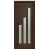 36" X 96" Tall Flores 3 Lite Modern Mahogany Entry Door with Sandblasted IG Glass