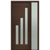 Prehung 36" X 96" Tall Flores 3-Lite Modern Mahogany Entry Door with One Sidelite