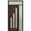 Prehung 36" X 96" Tall Flores 3-Lite Modern Mahogany Entry Door with One Sidelite and Transom