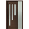 Prehung 36" X 96" Tall Flores 3-Lite Modern Mahogany Entry Door with One Sidelite