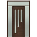 Prehung 36" X 96" Tall Flores 3-Lite Modern Mahogany Entry Door with Two Sidelite and Transom