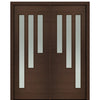 72" X 96" Tall Flores 3-Lite Modern Mahogany Entry Double Door with Sandblasted IG Low E Glass