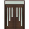 Prehung 36" X 96"Tall Flores 3-Lite Modern Mahogany Entry Double Door with Transom