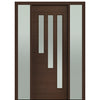 Prehung 36" X 96" Tall Flores 3 Lite Modern Mahogany Entry Door with Two Sidelite
