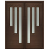 72" X 96" Tall Flores 3-Lite Modern Mahogany Entry Double Door with Sandblasted IG Low E Glass