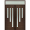 Prehung 72" X 96" Tall Flores 3-Lite Modern Mahogany Entry Double Door with Transom