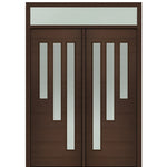 Prehung 72" X 96" Tall Flores 3-Lite Modern Mahogany Entry Double Door with Transom
