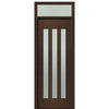 Prehung 36" X 96" Tall Flores 3 Lite Vertical Lite Modern Mahogany Entry Door with 12" Transom