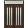 Prehung 72" X 96" Tall Flores 3-Lite Vertical Lite Modern Mahogany Entry Double Door with Transom