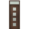 Prehung 36" X 96" Tall Flores 4 Lite Square Lite Modern Mahogany Entry Door with 12" Transom
