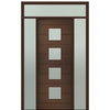 Prehung 36" X 96" Tall Flores 4 Lite Square Lite Modern Mahogany Entry Door with Two Sidelite and Transom