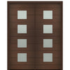 72" X 96" Tall Flores 4 Lite Square Lite Modern Mahogany Entry Double Door