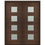 72" X 96" Tall Flores 4 Lite Square Lite Modern Mahogany Entry Double Door