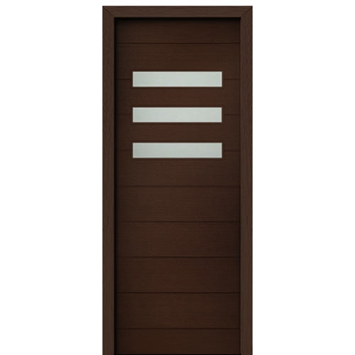 36" X 96" Tall Luca 3 Lite Horizontal Lite Modern Mahogany Entry Door