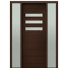 Prehung 36" X 96" Tall Luca 3 Lite Horizontal Lite Modern Mahogany Entry Door with Two Sidelite