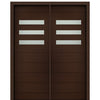 72" X 96" Tall Luca 3 Lite Horizontal Lite Modern Mahogany Entry Double Door