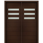 72" X 96" Tall Luca 3 Lite Horizontal Lite Modern Mahogany Entry Double Door
