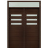 Prehung 72" X 96" Tall Luca 3 Lite Horizontal Lite Modern Mahogany Entry Double Door with Transom