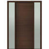 Prehung 36" X 96" Tall Milan Solid Panel Modern Mahogany Entry Door with Two Sidelite