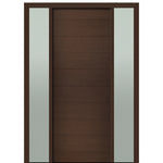 Prehung 36" X 96" Tall Milan Solid Panel Modern Mahogany Entry Door with Two Sidelite