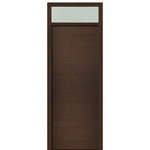 Prehung 36" X 96" Tall Milan Solid Panel Modern Mahogany Entry Door with 12" Transom