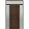 Prehung 36" X 96" Tall Milan Solid Panel Modern Mahogany Entry Door with Two Sidelite and Transom