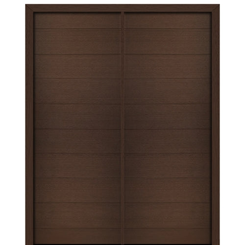 96" Tall Milan Solid Panel Modern Mahogany Entry Double Door