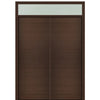 Prehung 72" X 96" Tall Milan Solid Panel Modern Mahogany Entry Double Door with Transom