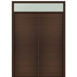 Prehung 72" X 96" Tall Milan Solid Panel Modern Mahogany Entry Double Door with Transom